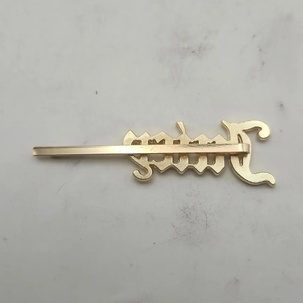 Juicy Rhinestone Hair Clip Gold Tone Gothic Script Barrette Bobby Pin Accessory